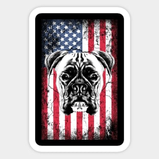 Patriotic Boxer American Flag Sticker